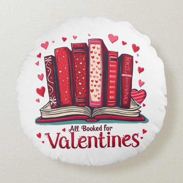 Almofada Redonda Romantic Reading Vibes Cozy Valentine Gift (Frente)