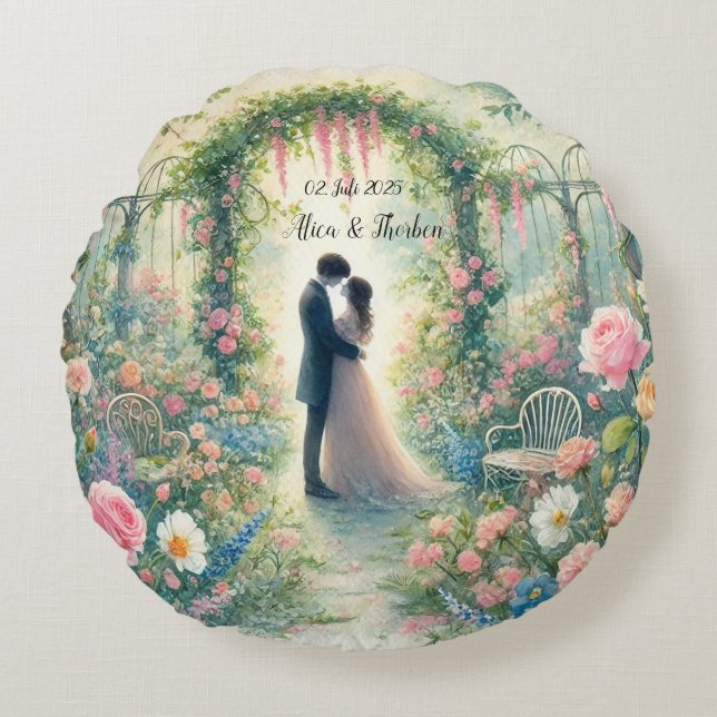 Almofada Redonda Romantic Wedding pastell Nr.3 (Frente)