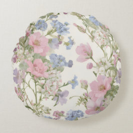 Almofada Redonda Romântico Travesseiro Floral Pastel Vintage Jardim