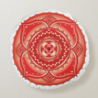 Almofada Redonda Root Chakra Red Mandala Travesseiro redondo