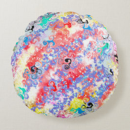 Almofada Redonda Rosa Abstrato de dois Designs lado 2 modernos