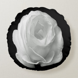 Almofada Redonda rosa branco sobre fundo preto