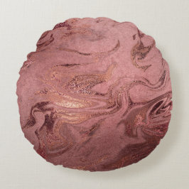 Almofada Redonda Rosa de cobre moderno elegante e aspecto de mármor