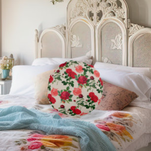 Almofada Redonda Rosa de tomate - Garota estética Vintage vegetal