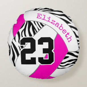 Almofada Redonda rosa quente ou QUALQUER COR com voleibol de zebra 