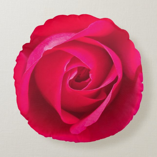 Almofada Redonda Rosa Rosa Vermelha Romântica v2 (Frente)