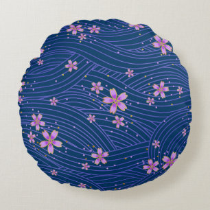Almofada Redonda rosa roxo e azul