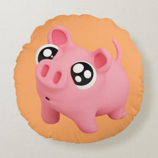 Almofada Redonda Rosa the Pig Puppy Eyes