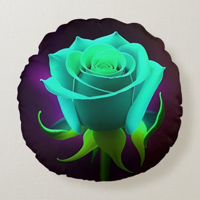 Almofada Redonda Rosa Verde Neon (Frente)