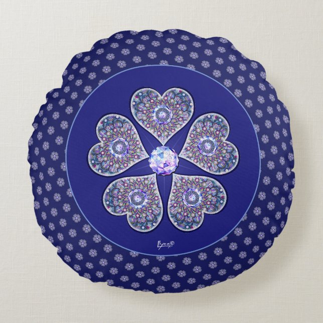 Almofada Redonda Rosace azul ou vermelho para bebê&criança (Frente)