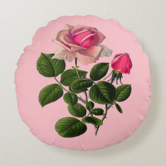 Almofada Redonda Rosas cor-de-rosa