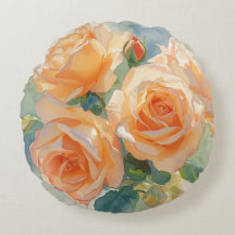 Rosas Impressionistas em Aquarela Laranja 