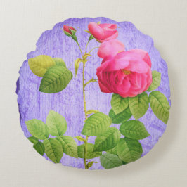 Almofada Redonda Rosas Rosa-Chique Vintage Em Lilac