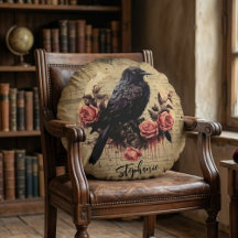 Rosas Vintage Black Crow, Floral Corvo Dark Goth