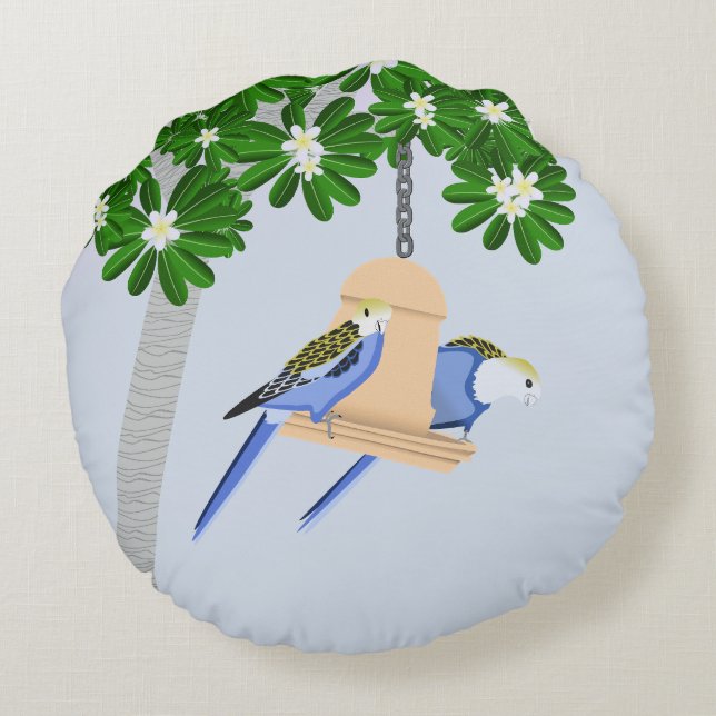 Almofada Redonda Rosellas de peças de Casal bonito (Verso)