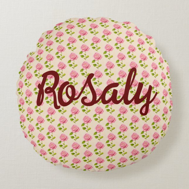 Almofada Redonda Rosen Muster rosa pink (Frente)
