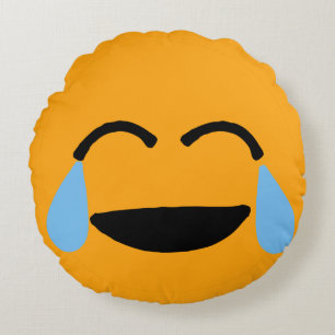 Almofada Redonda Rosto Engraçado Emoticon Emojii Laranja Emoticon E