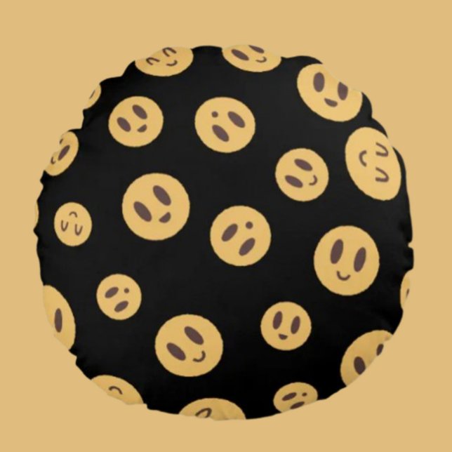 Almofada Redonda Rostos de Emoji (Criador carregado)