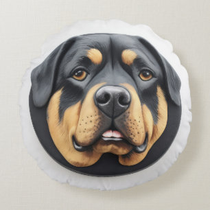 Almofada Redonda Rottweiler Cão 3D Inspirado