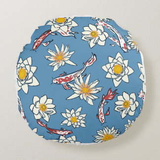 Almofada Redonda Round Blue Daisy Meadow Accent Pillow - Decorative