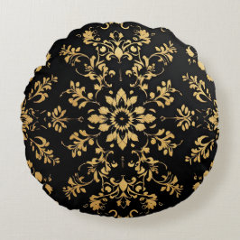 Almofada Redonda Round Pillow black yellow pattern