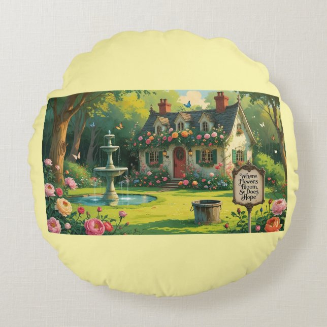 Almofada Redonda Round Pillow-Victorian Garden Round Pillow (Frente)