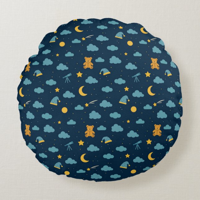 Almofada Redonda Round Snuggle Pillow – Celestial Teddy Adventure (Frente)