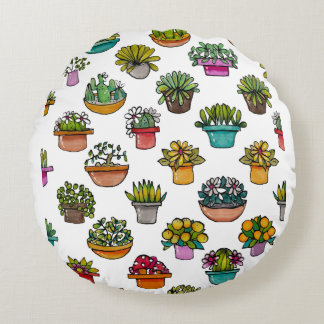 Almofada Redonda Roupa de Bebê com Plantinhas em Vasos