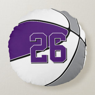Almofada Redonda roxo cinza ou QUALQUER cor do time basquete infant