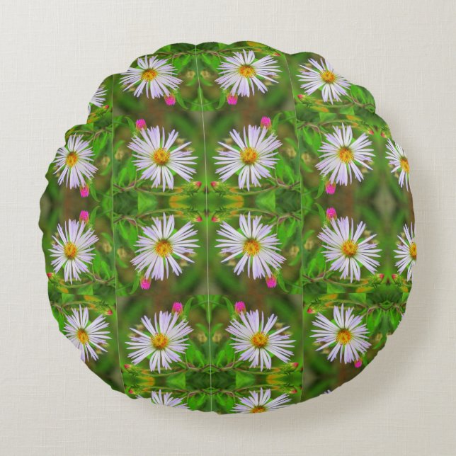 Almofada Redonda Roxo-Flor-Floral (Frente)