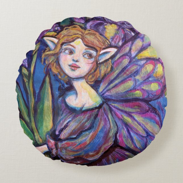 Almofada Redonda Roxo Iris Pixie Girl (Frente)