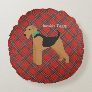Almofada Redonda Roy Mocchi Bruno♥Round Pillow Red Airedale Terrier