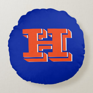 Almofada Redonda Royal Blue and Orange Collegiate Color Monogram