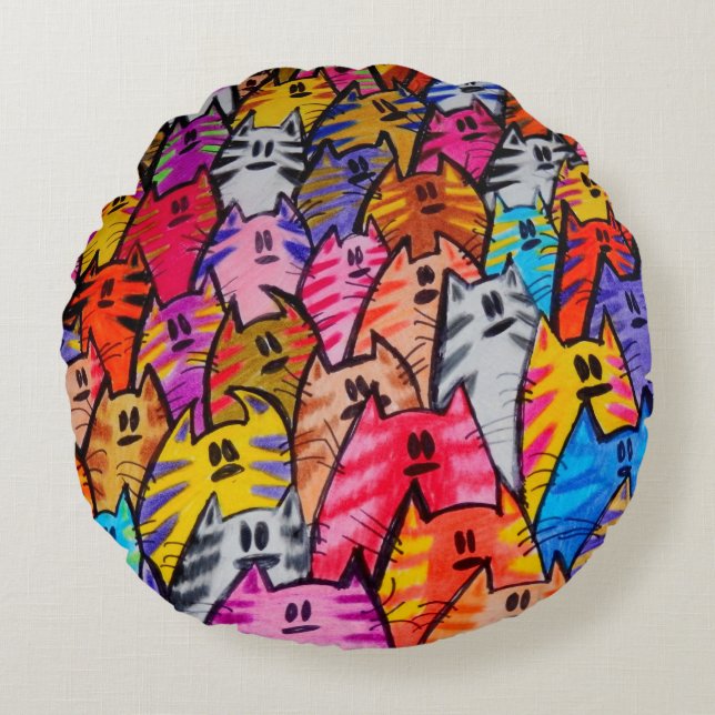 Almofada Redonda RP - 009 - Round Pillow - CATS (Frente)