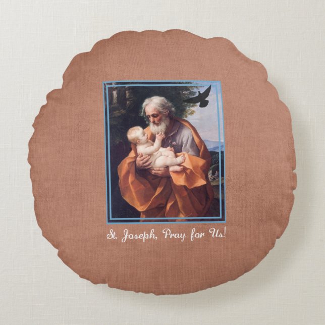 Almofada Redonda Rua Joseph Banquete Day com a Criança Jesus (Frente)