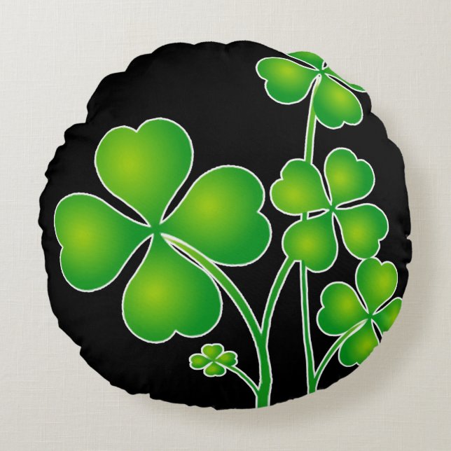 Almofada Redonda Rua, o dia de Patrick Clover / Shamrocks + suas id (Frente)