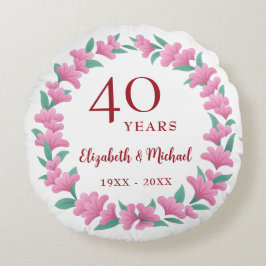Almofada Redonda Ruby Floral Pink Green Wreath, 40 anos