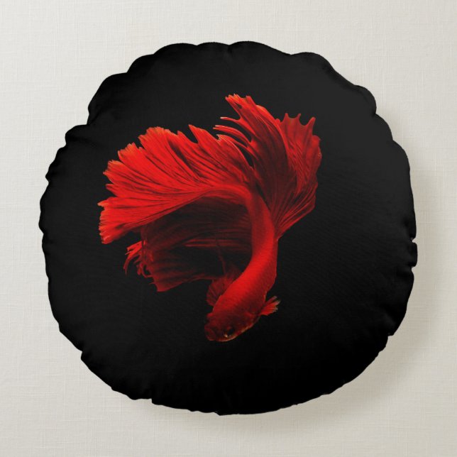 Almofada Redonda Ruby Red Siamese Fighting Fish (Frente)