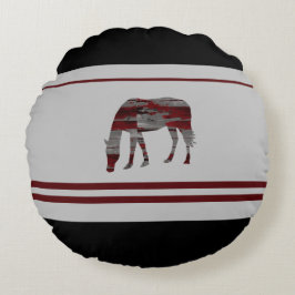 Almofada Redonda Rustic - Contemporânea Country Girl - Horse Design
