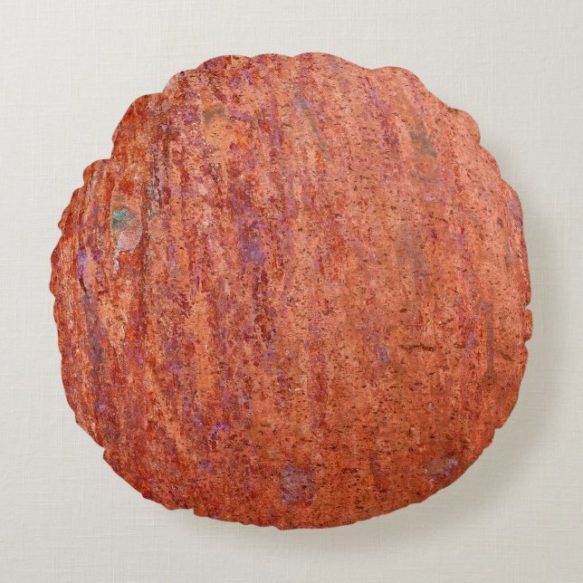 Almofada Redonda Rusty metal plate etched by corrosionabstract, age (Frente)