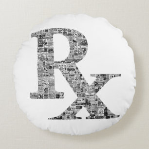 Almofada Redonda Rx Pharmacy Medical History Anúncios antigos trave