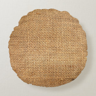 Almofada Redonda Saco Brown Burlap: Fundo do Véu Texturizado
