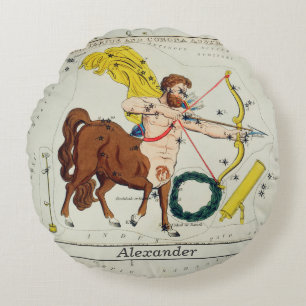 Almofada Redonda Sagittarius Round Pillo, mapa astral astrológico