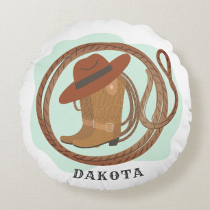 Almofada Redonda Sala Personalizada do Garoto do Cowboy Ocidental