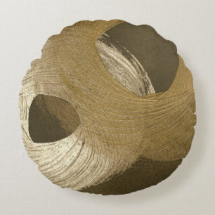 Almofada Redonda Sandstorm circular em Tan e Brown escuro