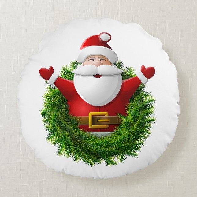 Almofada Redonda Santa Claus Pillow Cover  (Frente)