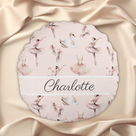 Almofada Redonda Sapatilhas de Ballet Rosa Bailarina Personalizadas
