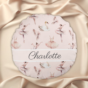 Almofada Redonda Sapatilhas de Ballet Rosa Bailarina Personalizadas