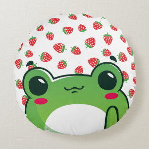 Almofada Redonda Sapo de Morango Kawaii