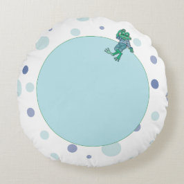 Almofada Redonda Sapo em Jeans, Aniversário, Bolinhas